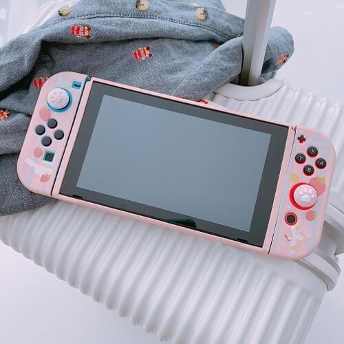 STARRY FOREST strawberry and corgi dog cute soft pink case for Nintendo Switch for girls