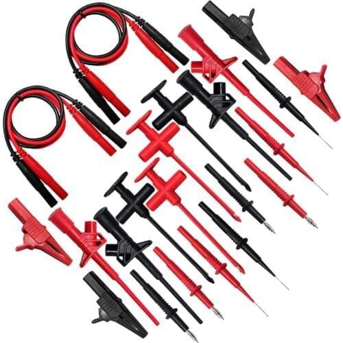 Aidetek 2silicone wire Auto Insulation Piercing test leads clip Multimeter leads Large Crocodile Clips Flexible spring 2TLP20263