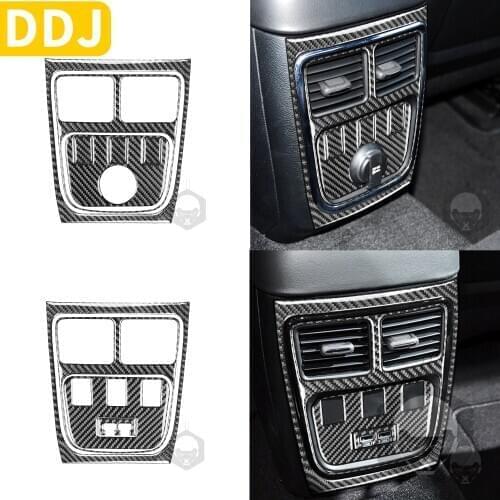 Carbon Fiber Rear Center Air Vent Console USB Panel Frame Sticker For Dodge Charger LD 2015+ AC Outlet Cover Car Accessories