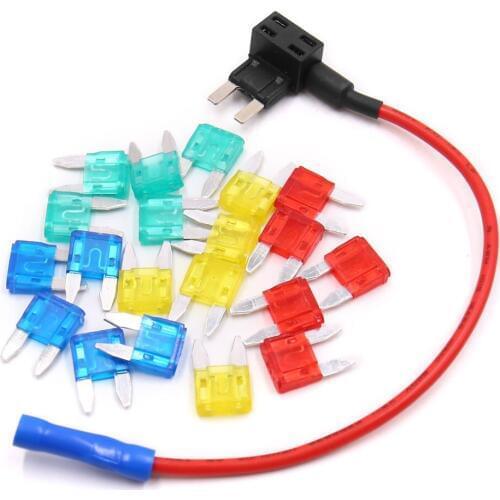 Uxcell Car Add-A-Circuit 10A 15A 20A 30A ATM APM Mini Blade Style Fuse Holder Tap