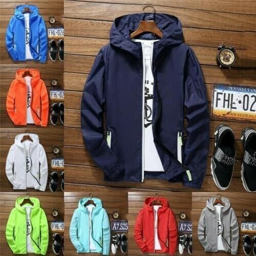 Hot Men Waterproof Wind Breaker Coat Zipper Hoodie Jacket Quick Drying Sport Outwear NOV99