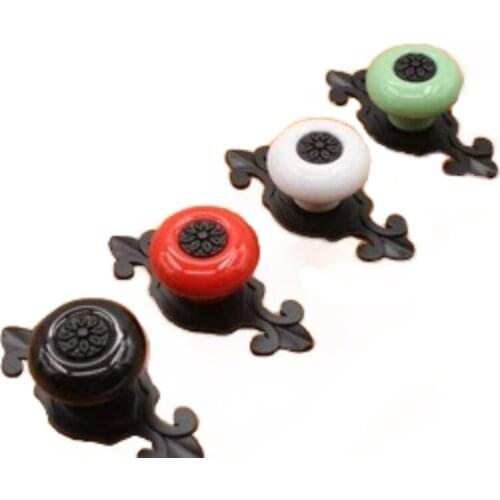 Vintage Retro Ceramic Door Knob Bronze Wardrobe Cabinet Drawer Pull Kitchen Cabinet Handle Ceramic Cupboard Handle 1PC