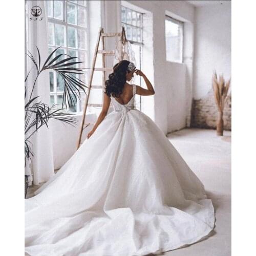 Vintage Robe De Mariee Sweetheart Appliqued Beaded Pearls Low Back Ball Gown Sweep Train Wedding Dresses