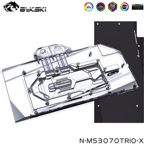 Bykski GPU Water Block For MSI Geforce RTX 3070/3060TI GAMING X TRIO ,With Back Plate, Full Cover Watercooler,N-MS3070TRIO-X