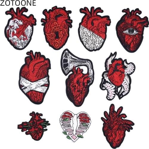 ZOTOONE Embroidered Patches for Clothing Red Hearts Appliques Iron on Patch Badges Stripes Sewing Stickers on Clothes Hat Bag E