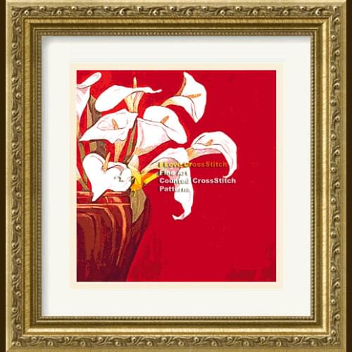 High Quality Lovely Counted Cross Stitch Kit White Calla Lilies Lily in Vase Flower Flowers Bouquet