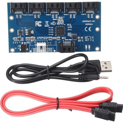 High Speed Riser Card HUB Adapter 1 to 5 Hard Disk Adapters Computer Motherboard SATA Port Expansion Cards