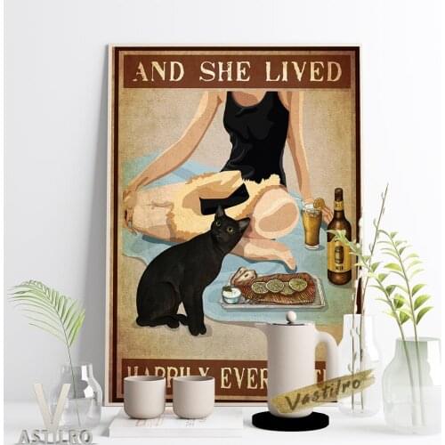 Wonderful Life Illustration Poster Cats Lovers Gift Idea Positive Energy Quotations Print Picture Pet Gourmet Beer Wall Decor