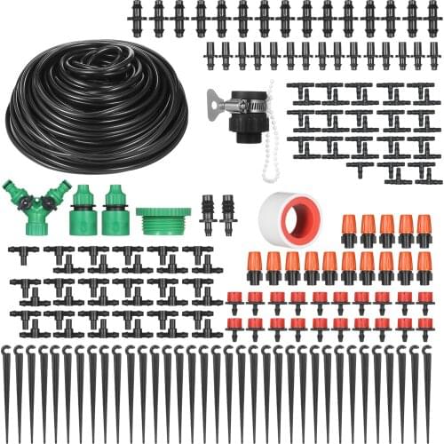 Plant Watering Drip Irrigation Kit DIY Watering System with Electronic Automatic Irrigation Timer Nozzles Misters Drippers