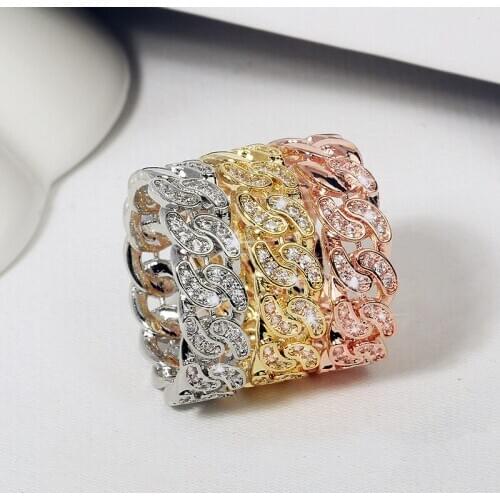 High quality rose gold Gold Silver Color Chunky Chain Rings Link Twisted Geometric Rings for Women Vintage