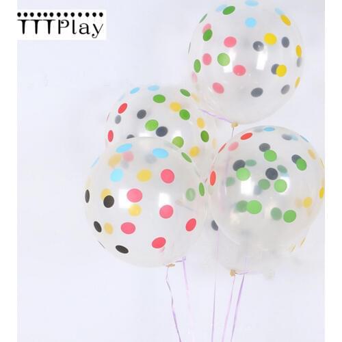 10pcs/lot 12inch Transparent Balloons Printed Dots Latex Balloons Air Balls Inflatable Wedding Decoration Birthday Party Balloon