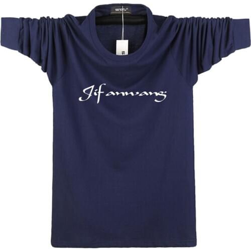 2021 Spring T Shirt Men Solid Color Male Top Tees Basic Men O-Neck Cotton Autumn Long Sleeved Casual T-Shirts Plus Size 5XL 6XL