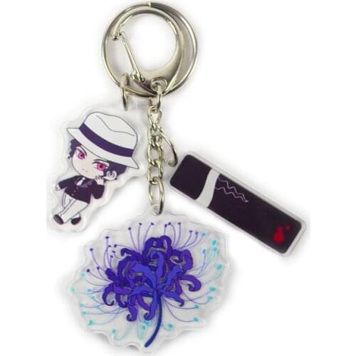 Anime Demon Slayer Acrylic Keychains Brinco Blade of Ghost Key Chain Juuni Kitsuki Kokushibou Pendant Kimetsu No Yaiba Keyring