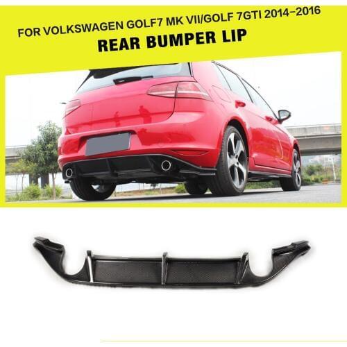 Car Styling Carbon Fiber Car Rear Bumper Lip Diffuser for VW Volkswagen GOLF 7 VII MK7 Standard And GTI 2014 - 2016