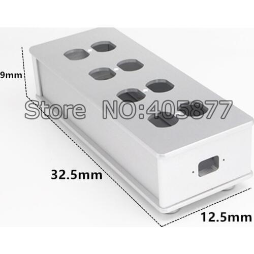 HIFI US AC Power Strip Bar Distributor Aluminum 6 Outlet Box HIFI Chassis silver
