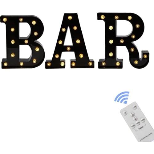 Big deal Black BAR Marquee Letters with Lights,Light Up Letters Marquee Remote Control Desk Table Lamp for Bar,Pub,Party Decor