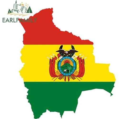 EARLFAMILY 13cm x 11.7cm Car Styling Bolivia Map Flag Car Sticker Silhouette for Bumper Fridge Laptop Waterproof Car Accessories
