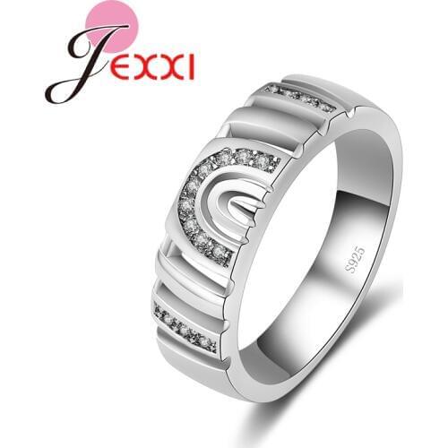 Elegant Bands Bridal Jewelry CZ Crystal 925 Sterling Silver Engagement Party Finger Rings For Women Bague Bijoux Femme