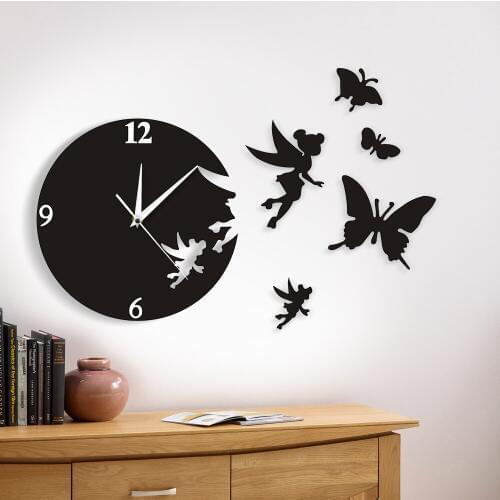 Fairy Angel Flew Away Wall Clock Butterflies Wall Clock Decor Escape Watch Time Clock Modern Wall Art Home Decor