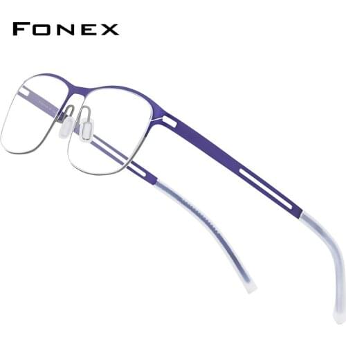 FONEX B Titanium Eyeglasses Frame Men Square Optical Prescription Eye Glasses 2020 New Antiskid Silicone Screwless Eyewear 8529