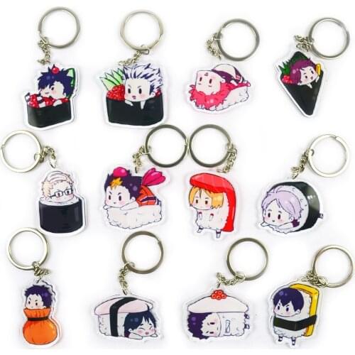 Haikyuu!!Volleyball Boys Students Hinata Shoyo Sugawara Koushi Sushi Version Keyrings Keychains Acrylic Pendants