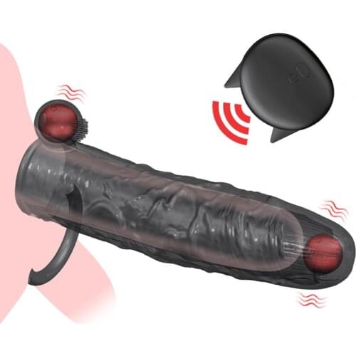 Dick Sleeve Vibrator Penis Ring Penis Enlargement Adult Products Particles Vagina Massage Reusable Condoms Sex Toys for Men