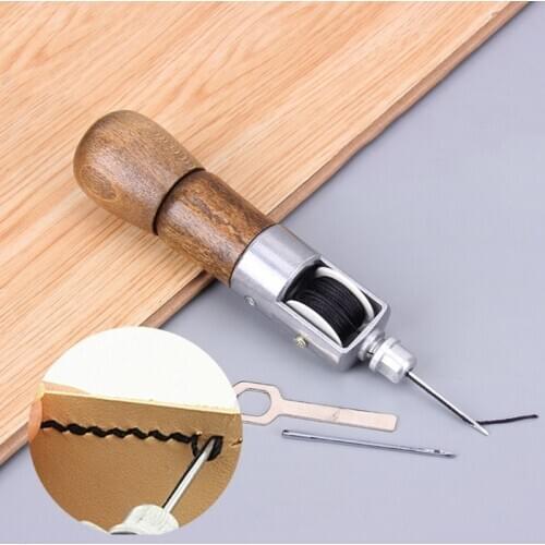 Leathercraft Lock Stitch Sewing Awl Thread Kit Needles Stitch Leather Fabric Grocery