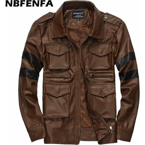 PU Leather Jacket Men Sport Coat Spring Autumn Windbreaker Windproof Outwear Vintage Men Clothing Motorcycle Male Jacket LX141