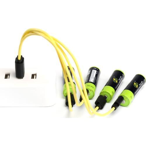 4PCS ZNTER 1.5V AA 1700mAh rechargeable battery USB lithium polymer battery + 1PCS Micro USB cable