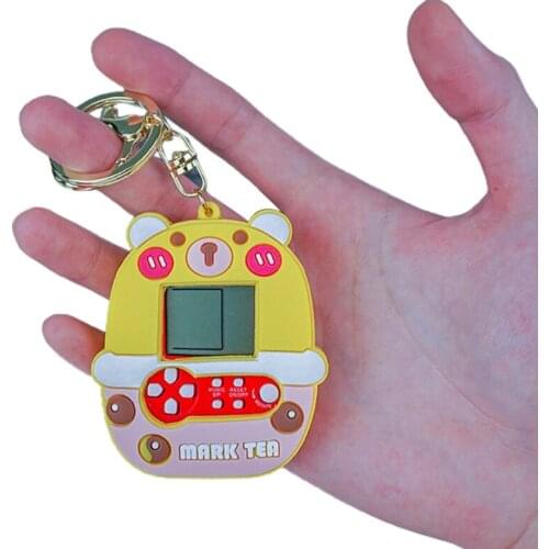 Mini Game Console Cartoon Bear Keychain Bag Decoration Pendant Car Key Ring Jewelry Student Gift