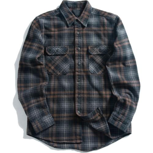 Oversized Black White Checked Leisure 100% Cotton Brushed Men Flannel Shirt Jackets Unisex Hip Hop
