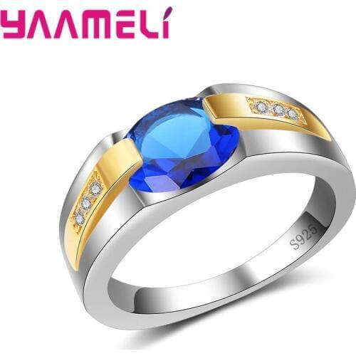 925 Sterling Silver Timeless Elegance Blue Crystal & Clear CZ Rings for Women/Men Finger Fine Jewelry New Free Shipping