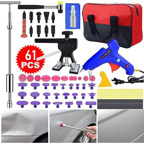 Paintless Dent Removal Tools Kits, Repair of Different Auto Dents with 34pcs Dent Pull Tabs Professional Car Dent Puller Kit