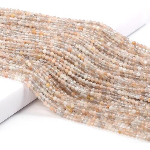 Small Beads Natural Stone Beads Sun Stone 2 3mm Section Loose Beads for Jewelry Making Necklace DIY Bracelet Accessories (38cm)