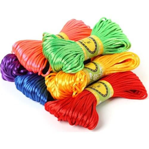 29Colors 20m 2.5mm Mix Color Nylon Black Rattail Satin Nylon Chinese Knot Silk Macrame Cord Beading Braided String Sewing Thread