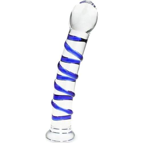 New Transparent Blue Crystal Glass Dildos Simulation Penis Dong 16.5*3.5CM Penis Female Masturbation Sex Toys Products For Women