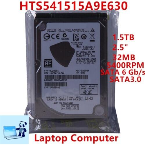 New HDD For Hgst Brand 1.5TB 2.5" SATA 6 Gb/s 32MB 5400RPM For Internal Hard Disk For Notebook HDD For HTS541515A9E630