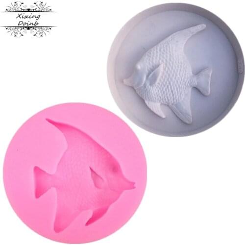 Ocean series tropical fish shape silicone mold paper cup cake soft candy cake decoration tools candy clay mold