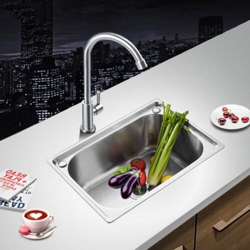 Kitchen Stainless Steel Sink Single Sink Simple Sink Home Wash Basin Pool Kitchen Fixture HWC