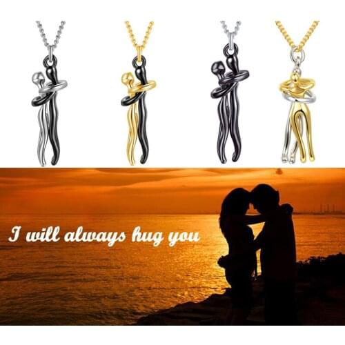 Couple Hugging Pendant Necklace Exquisite Gold Necklaces for Women Fashion Pendants Couple Necklace Love Witness Jewelry Gift