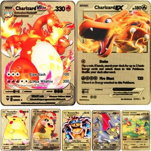 Pokemon Cards Charizard DX Metal Card Morpeko Blastoise PIKACHU Zamazenta VMAX V Card Collection Gift Kids Game Cards Toys