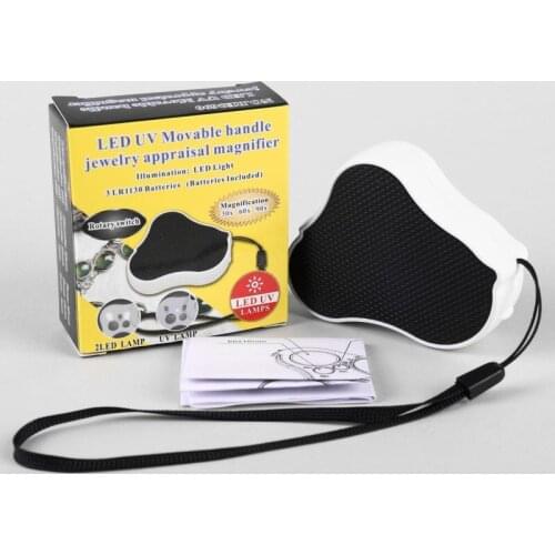 Portable Handheld Magnifying Glass 30X HD High Magnification LED Lamp UV Live Handle Jewelry Identification Magnifying Glass