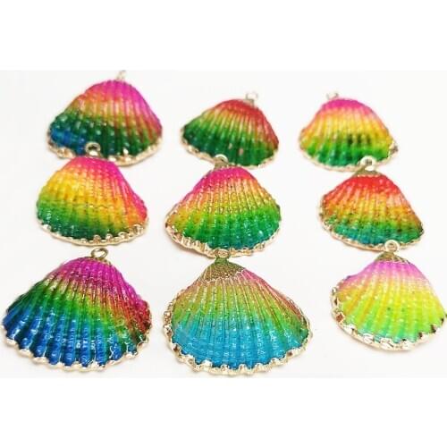 5pcs Natural Conch Shell Colorful Charms Women Jewelry Making Phnom Penh 24*26mm Small Pendant DIY Necklace Earrings Accessories