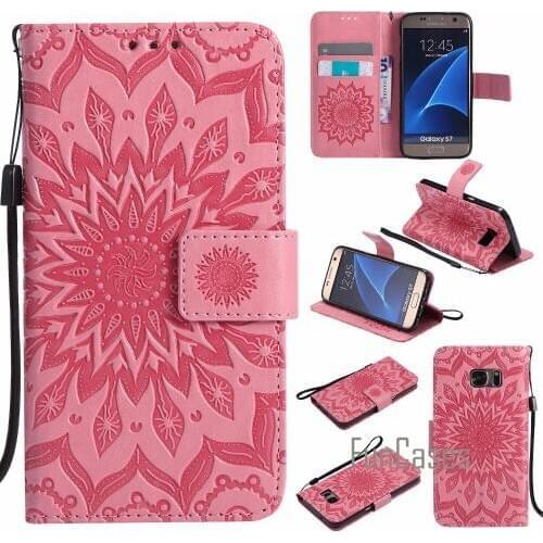 Embossed Pattern Case sFor fundas Samsung Galaxy S7 Edge Case sFor coque Galaxy S7 / S7 Edge Case + Card Holders sum sung