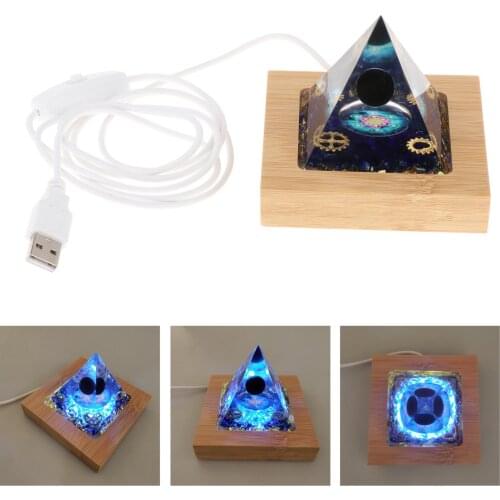 Obsidian Sphere Orgone Pyramid with Blue Crystal Energy Orgone Pyramids for Home Office Decor