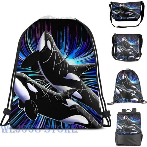 Funny graphic print shoulder Bags women Orca Killer Whale Single shoulder backpack travel for men Gym Bag