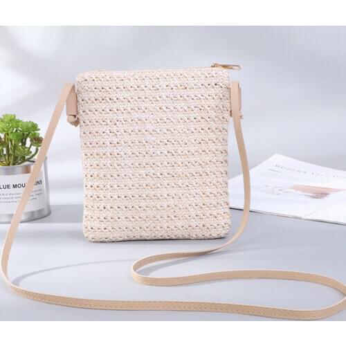 New Fashion Women Straw Bag Rattan Woven Tote Purse New Crossbody Messenger Bag Plait Small Square Handbag Boho Beach Summer