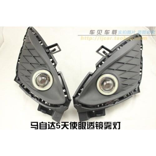 LED DRL daytime running light COB angel eye, projector lens fog lamp with cover for for mazda 5 2011-12, 2 pcs