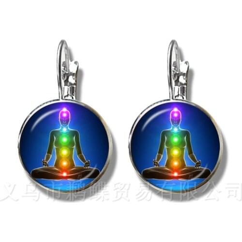 Chakra Earrings Zen Charms Fashion Om Yoga Meditation Jewelry Stud Earrings For Women Accessories Buddhism Jewelry Gift