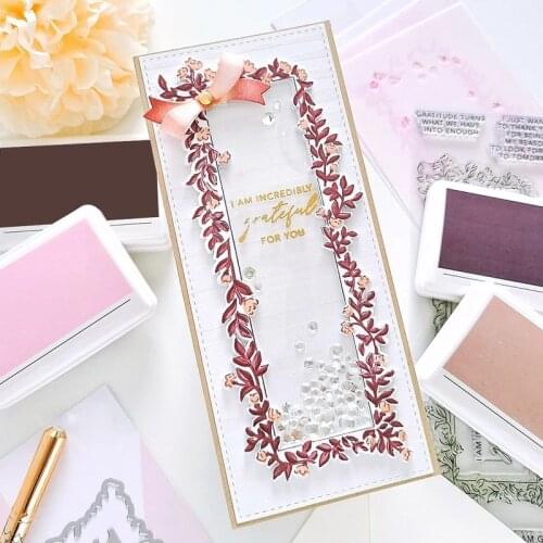 I Am Incredibly Greatful for You with Rectangle Leaves Frame Stamp and Die Set 2021 for Card Making